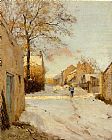 Famous Street Paintings - A Village Street in Winter